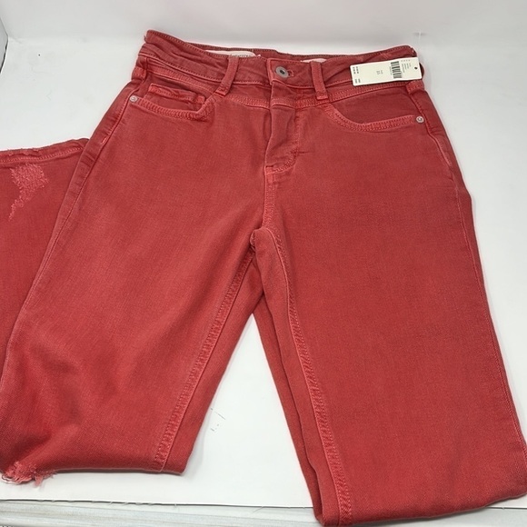 ANTHROPOLOGIE red Straight Jeans 25 - Picture 7 of 9